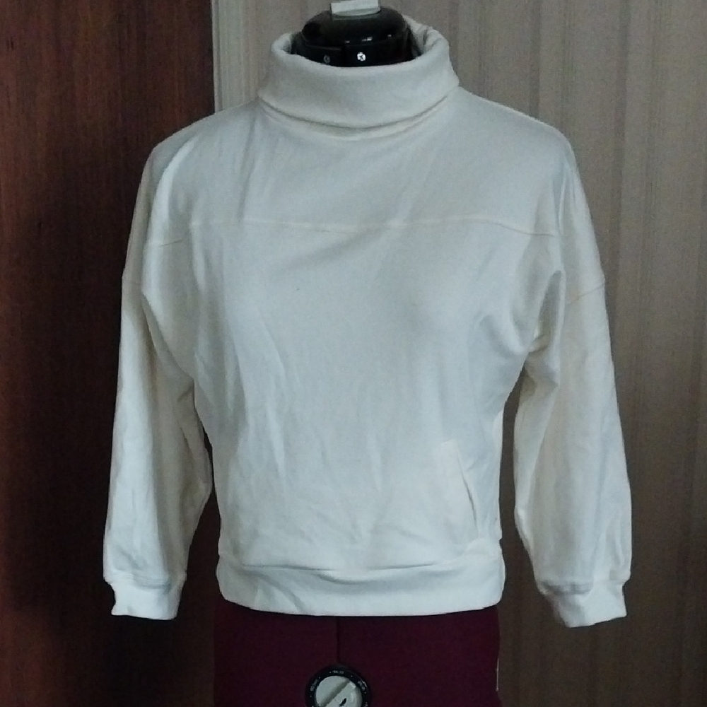 Freely Stretch Cropped Turtleneck Pullover Dolman Sleeve Top Size XL